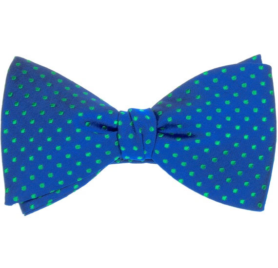 Royal Blue Bow Tie and Pocket Square Silk with Dots