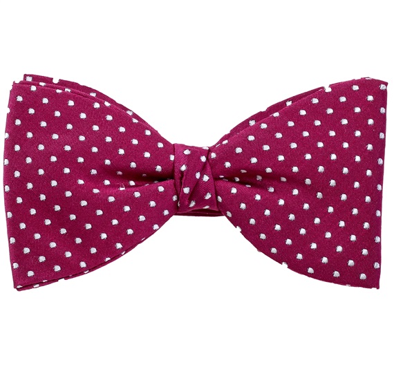 Magenta Silk Bow Tie and Pocket Square with Dots
