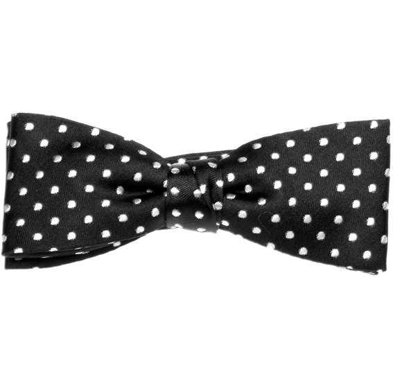 Black Silk Boy's Bow Tie and Pocket Square with Dots