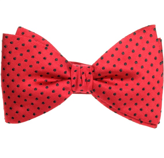 Red Bow Tie and Pocket Square with Black Dots