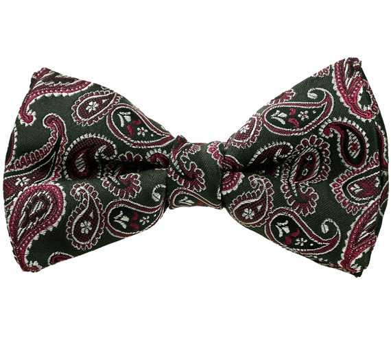 Green Boy Tie and Pocket Square with Bordeaux Cashmere