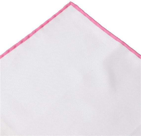 White and Pink Cotton Pocket Square