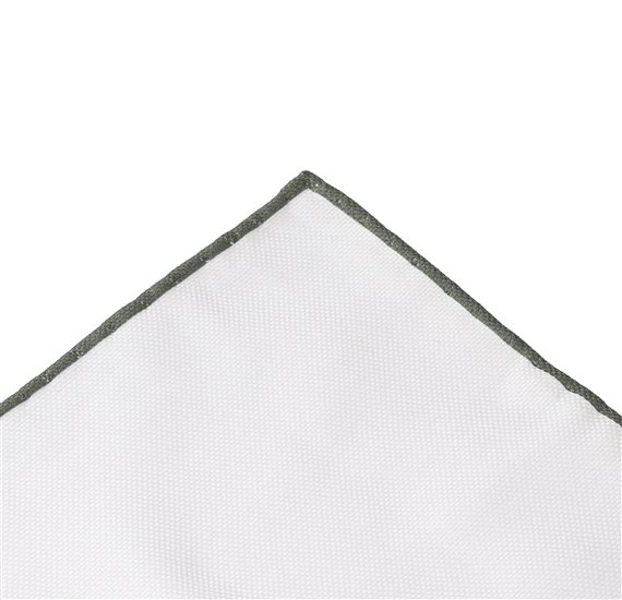 White and Green Cotton Pocket Square