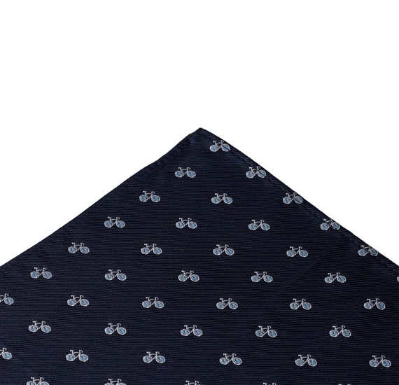 Dark Blue Pocket Square with Bicycles