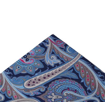 Blue Paisley Pocket Square