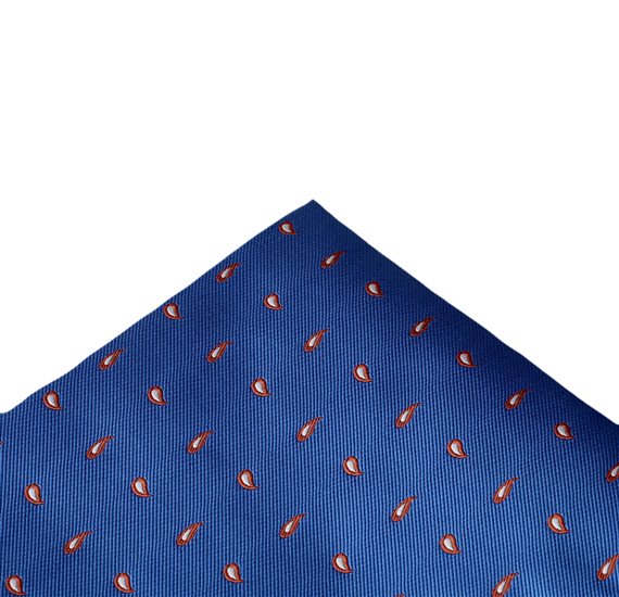 Blue with Brown Paisley Pocket Square