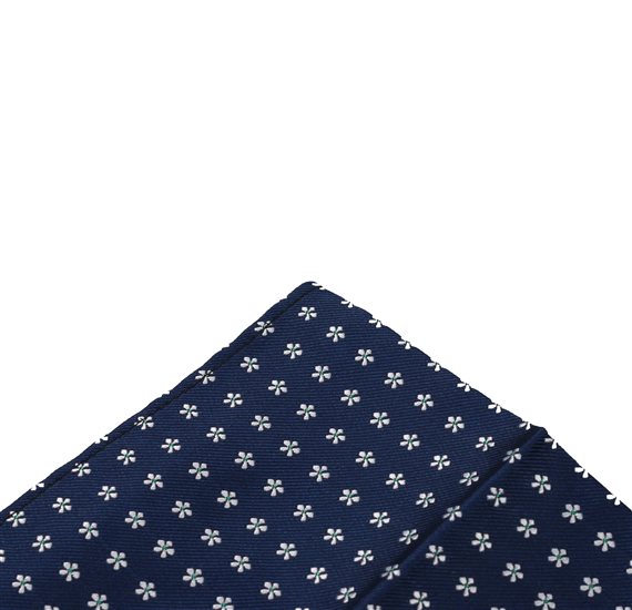 Dark Blue Pocket Square with Flowers