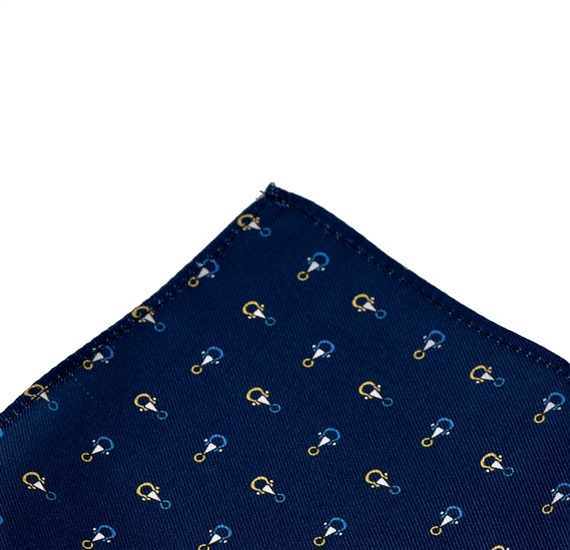 Navy Blue Pocket Square with Stirrup