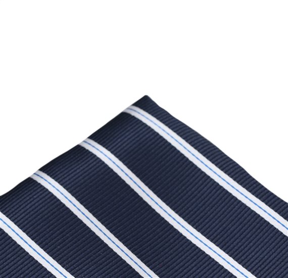 Dark Blue Pocket Square with Stripes