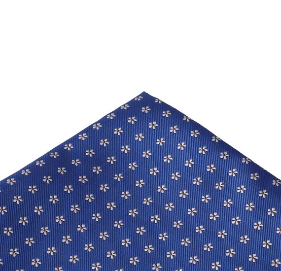 Royal Blue Pocket Square with Flowers