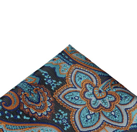 Blue Pocket Square with Paisley