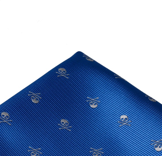 Royal Blue Pocket Square with Skull