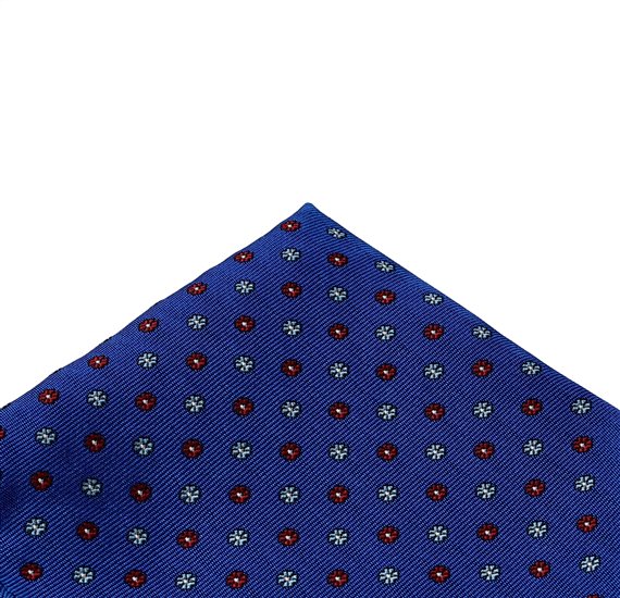 Royal Blue Pocket Square with Flowers