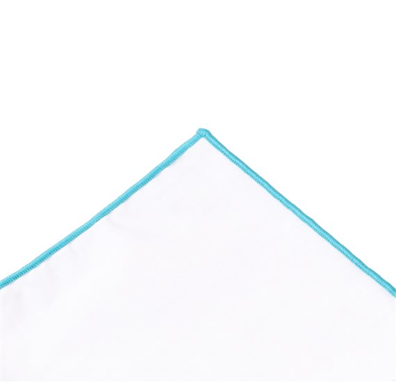 White and Turquoise Pocket Square