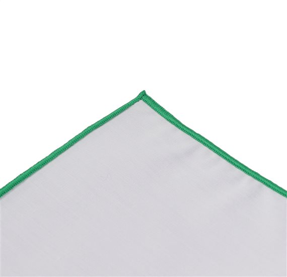 White and Green Pocket Square
