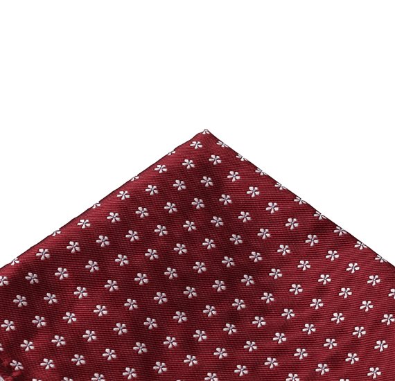 Garnet Pocket Square with Flowers