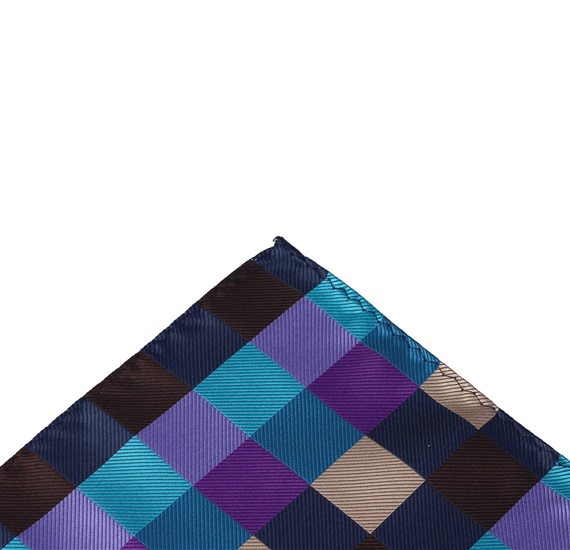 Dark Blue Checkered Pocket Square