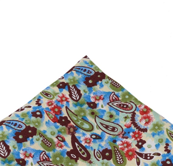 Pocket Square with Flowers and Paisley
