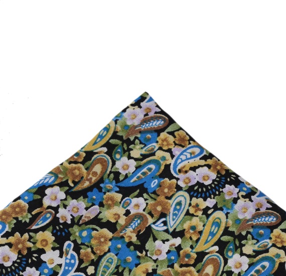 Pocket Square with Flowers and Paisley