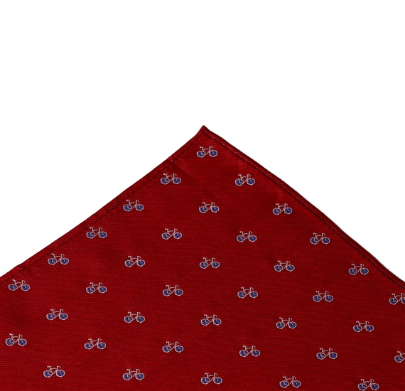 Garnet Pocket Square with Bikes