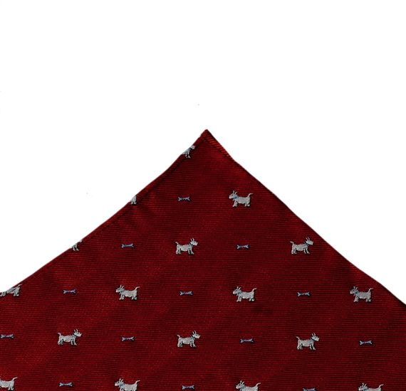 Garnet Pocket Square with Schnauzer