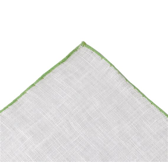 White and Green Linen Pocket Square