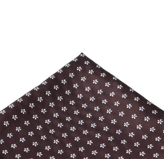 Brown Pocket Square with Flowers