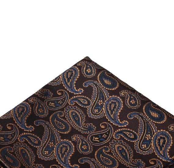 Brown Pocket Square with Paisley