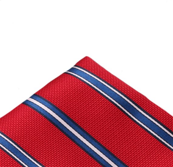 Red Pocket Square with Stripes