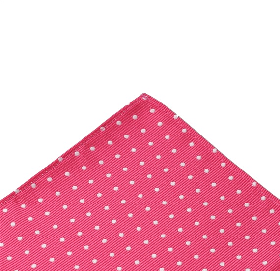 Pink Pocket Square with White Dots
