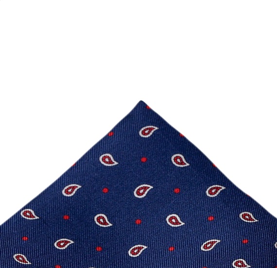 Blue Silk Pocket Square with Paisley