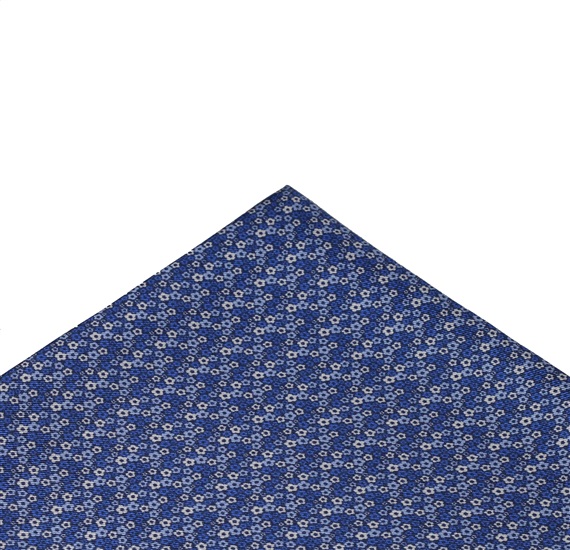 Blue with Flowers Silk Pocket Square