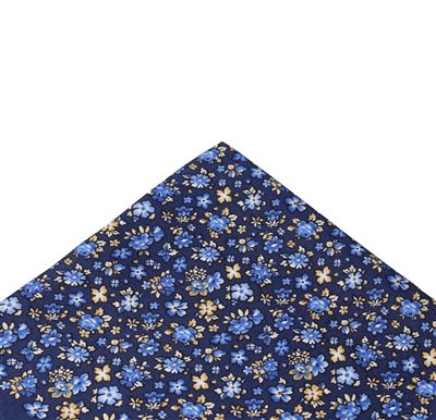 Blue with Flowers Silk Pocket Square