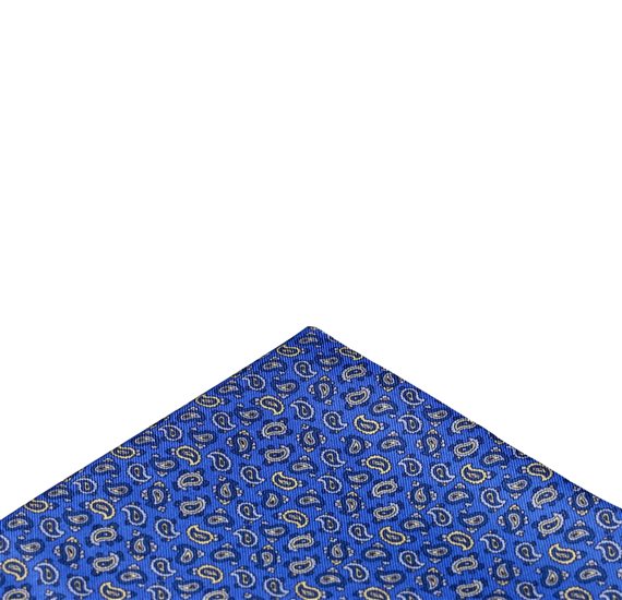 Royal Blue Silk Pocket Square Paisley