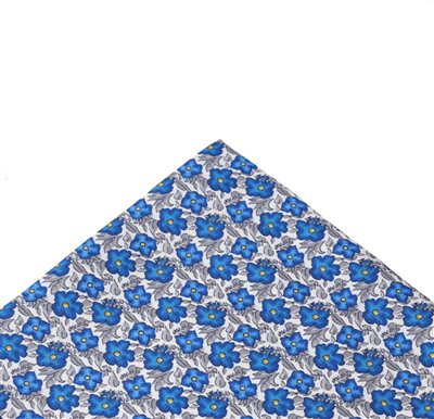 Grey and Blue Flowers Silk Pocket Square
