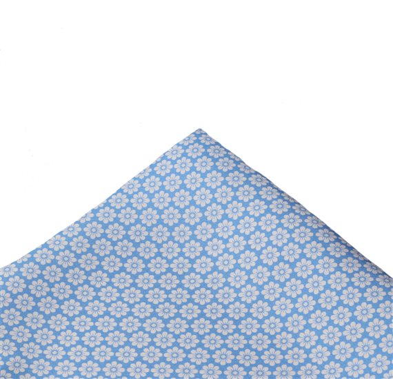 White Silk Pocket Square with Flowers