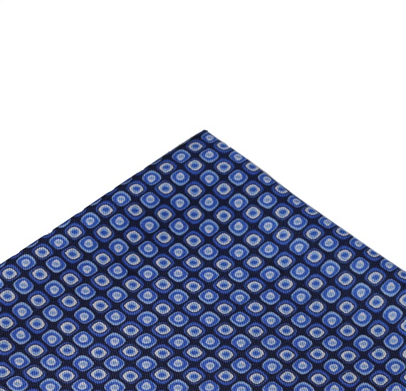 Blue Printed Silk Pocket Square