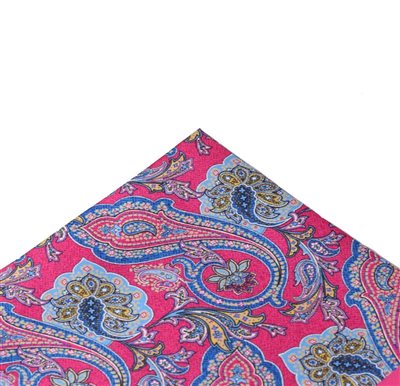Fuchsia Paisley Silk Pocket Square