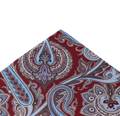 Garnet Paisley Silk Pocket Square