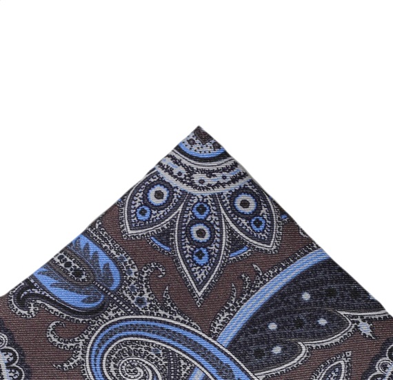Brown Paisley Silk Pocket Square