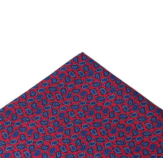 Red Paisley Silk Pocket Square