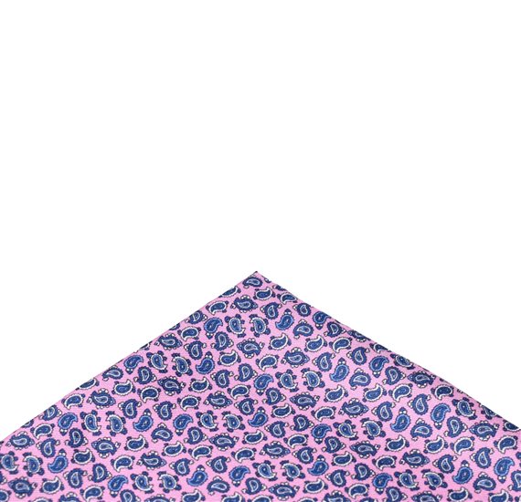 Pink Paisley Silk Pocket Square