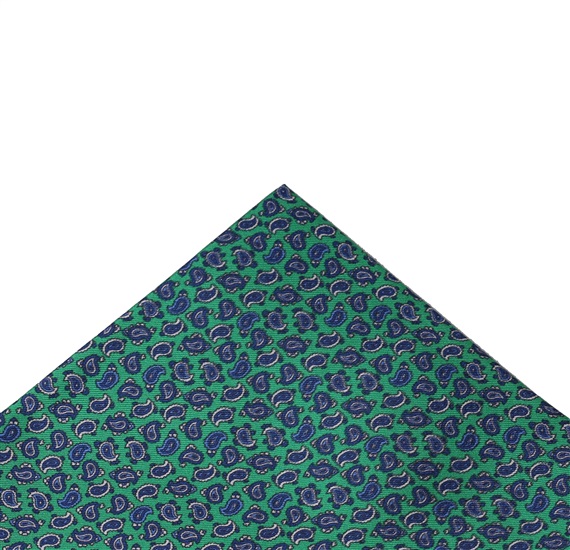 Green Paisley Silk Pocket Square