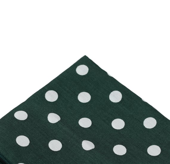 Dark Green Pocket Square with Dots
