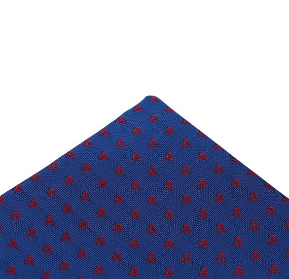 Royal Blue Pocket Square with Skulls