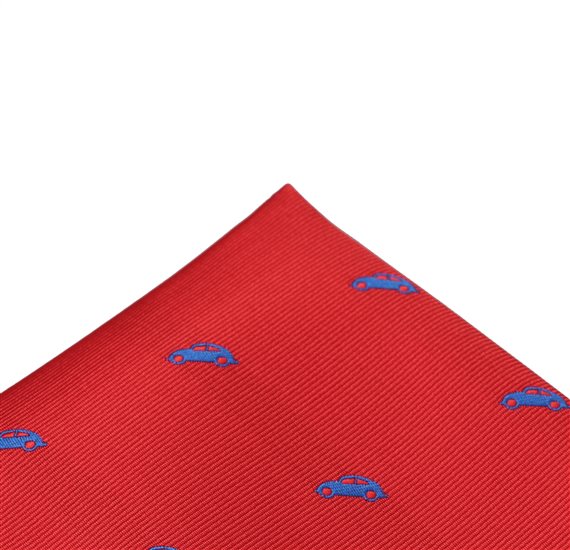 Red Pocket Square with Cars