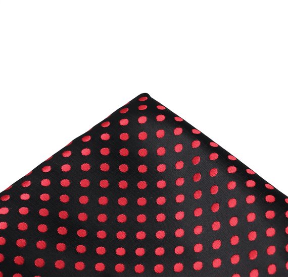 Black Pocket Square with Red Dots