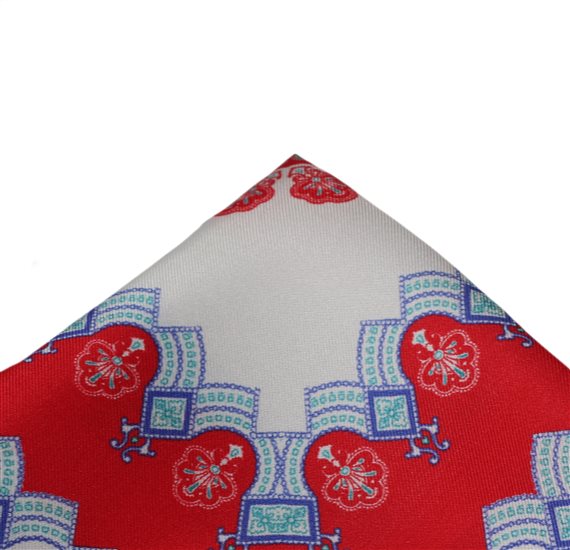 Silk Pocket Square with Red Cachemir