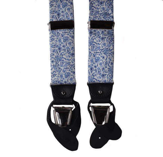 Blue Cotton Elastic Braces with Paisley