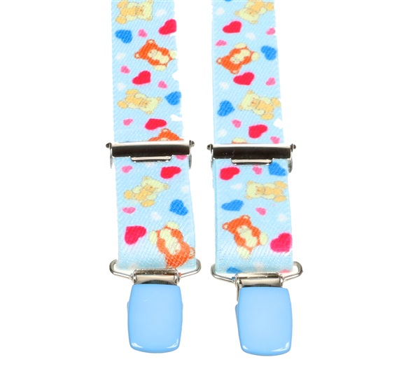 Baby's Sky Blue Elastic Braces with Teddy Bears